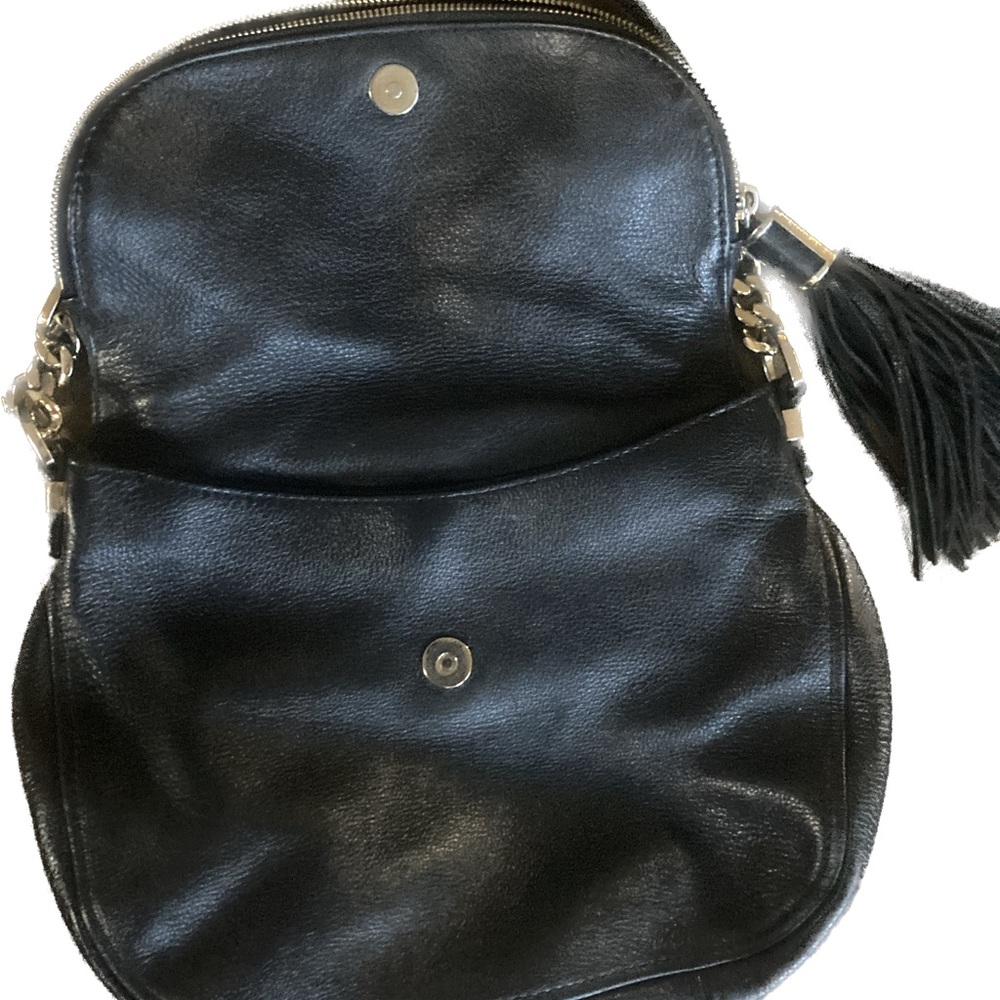 Michael Kors Black Leather Shoulder Bag with Tassel Accent - Picture 3 of 5